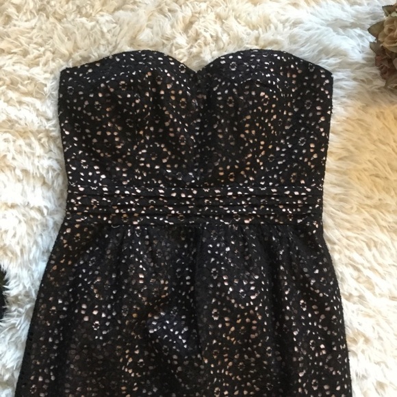 Twenty One Black Eyelet Mini Strapless Dress - Picture 2 of 6